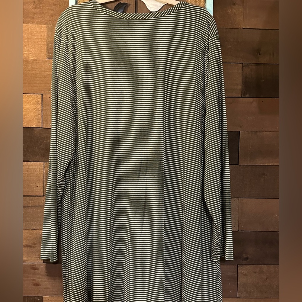 Pebble and Stone Olive & White Striped Button Down Tunic - Picture 5 of 5